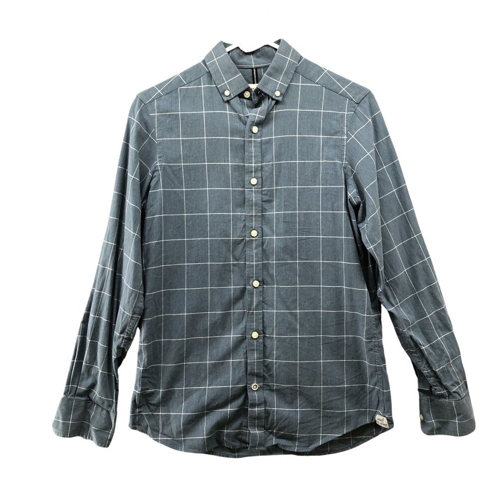 Crosby & Howard Long Sleeve Shirt Mens‎ S Blue Grid Plaid Soft Brushed Cotton